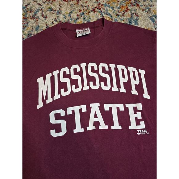 Vintage 90's Mississippi State Bulldogs Graphic T-Shirt Sz M/L College Football - Picture 1 of 5
